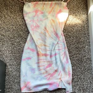 Sheer tie dye loose silky dress
